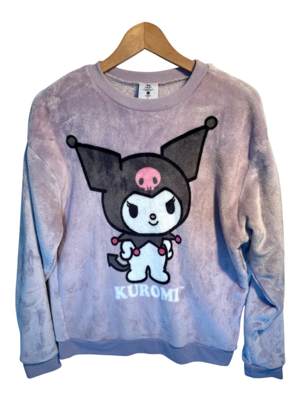 Sanrio Kuromi Fleece Sweater Lilac color cozy soft Large Hello Kitty
